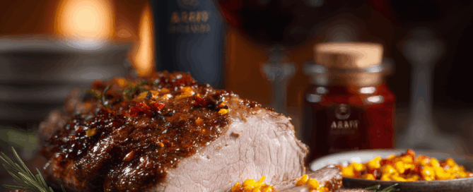 Mehr Saffron - Roasted Leg of Lamb with Saffron & Olive Salsa