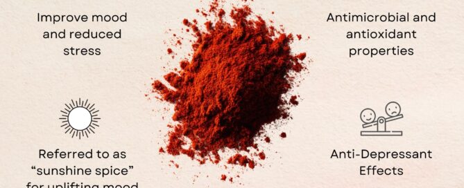Pure all-red saffron powder, 100% natural, no additives, rich in antimicrobial, antioxidant, and anti-depressant properties, ideal for teas, desserts, rice, sauces, and herbal remedies to enhance mood and health.